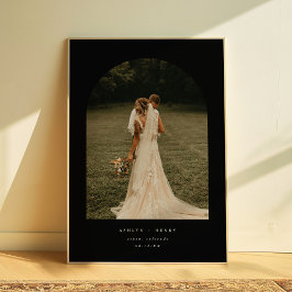 Modern Black Wedding Couple Photo Arch ポスター