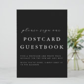Modern Black Wedding Postcard Guestbook Sign カード (スタンド正面)