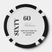 Modern Black & White 60th Birthday Cocktail Party  ポーカーチップ (裏面)