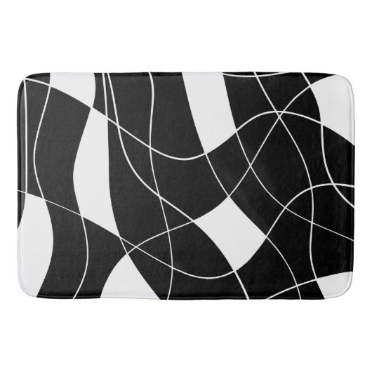 modern Black &white abstract pattern Bath Mat バスマット (正面)