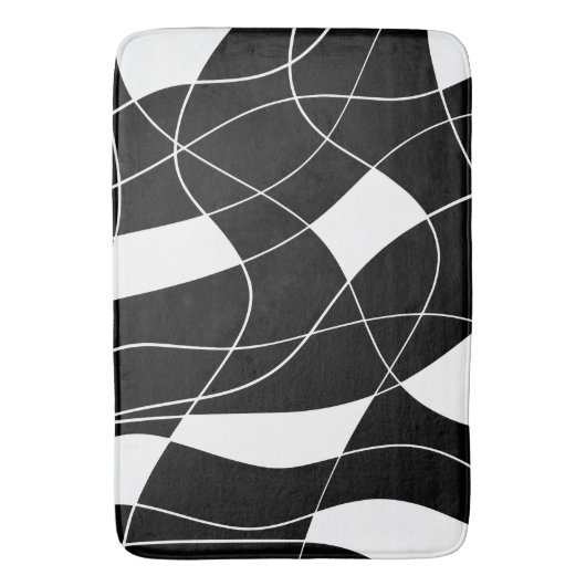 modern Black &white abstract pattern Bath Mat バスマット (正面縦)