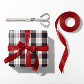 Modern Black White and Red Plaid Wrapping Paper ラッピングペーパー
