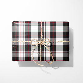 Modern Black White and Red Plaid Wrapping Paper ラッピングペーパー