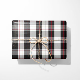 Modern Black White and Red Plaid Wrapping Paper ラッピングペーパー