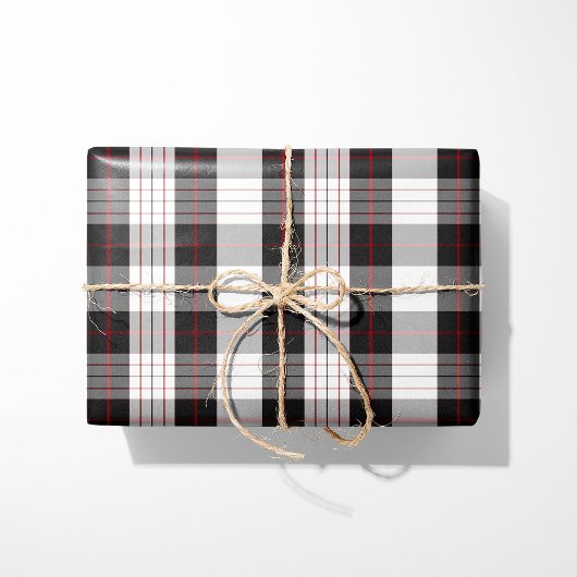 Modern Black White and Red Plaid Wrapping Paper ラッピングペーパー