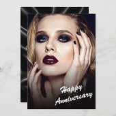 Modern Black & White Anniversary Flat Card 招待状 (正面/裏面)