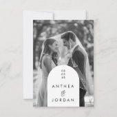 Modern Black & White Arch Photo Wedding Invitation 招待状 (正面)