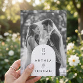 Modern Black & White Arch Photo Wedding Invitation 招待状