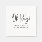 Modern Black White Baby Shower Chic Gender neutral スタンダードカクテルナプキン (正面)