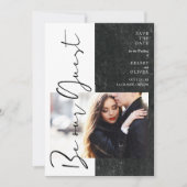 Modern Black & White Be Our Guest Photo Couple (正面)