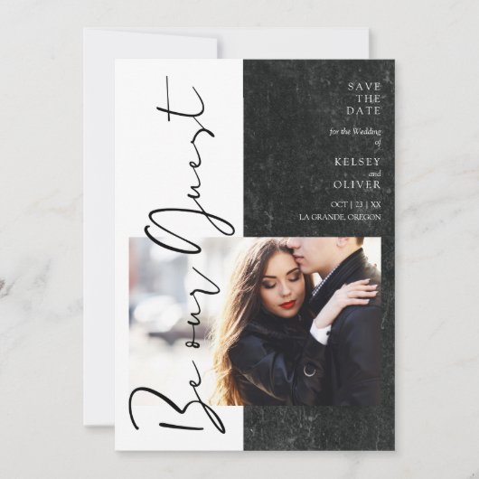 Modern Black & White Be Our Guest Photo Couple (正面)