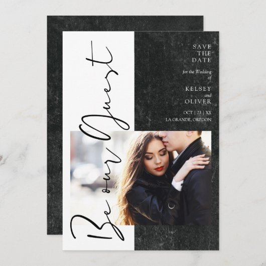 Modern Black & White Be Our Guest Photo Couple (正面/裏面)