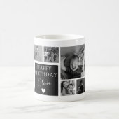 Modern Black & White Birthday 11 Photo コーヒーマグカップ (中央)