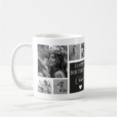 Modern Black & White Birthday 11 Photo コーヒーマグカップ (左)