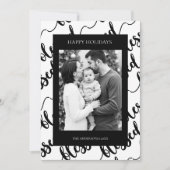 Modern Black & White “Blessed” Script Photo シーズンカード (正面)