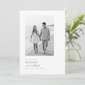 Modern Black & White Boho QR Code Photo Wedding 招待状 (スタンド正面)