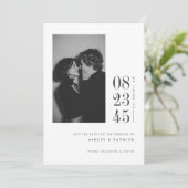 Modern Black White Bold Date Photo Save the Date セーブザデート (スタンド正面)