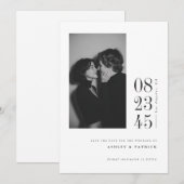 Modern Black White Bold Date Photo Save the Date セーブザデート (正面/裏面)