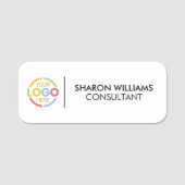 Modern Black White Business Logo Employee Magnetic 名札 (正面)