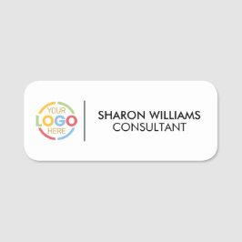 Modern Black White Business Logo Employee Magnetic 名札