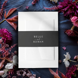 Modern Black & White Calligraphy Wedding 招待状ベリーバンド