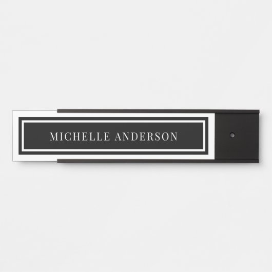 Modern Black & White Chic Double Boarder Elegant サインプレート (正面)