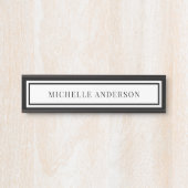 Modern Black & White Chic Double Boarder Elegant サインプレート (正面)