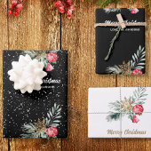 Modern Black & White Christmas Script Set ラッピングペーパーシート