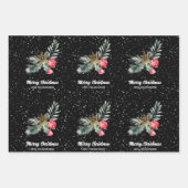 Modern Black & White Christmas Script Set ラッピングペーパーシート (正面)
