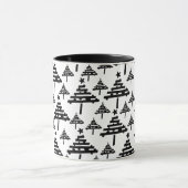 Modern Black White Christmas Tree Pattern マグカップ (中央)