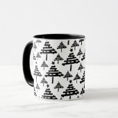 Modern Black White Christmas Tree Pattern マグカップ (正面左)