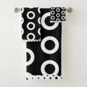 Modern Black White Circle Ring Pattern バスタオルセット (インサイチュ)