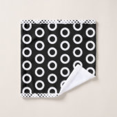 Modern Black White Circle Ring Pattern バスタオルセット (ウォッシュタオル)