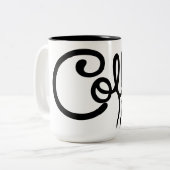 Modern Black & White Coffee Script Mug - Premium  ツートーンマグカップ (正面左)