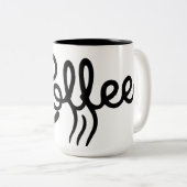 Modern Black & White Coffee Script Mug - Premium  ツートーンマグカップ (正面右)