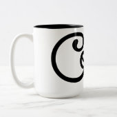 Modern Black & White Coffee Script Mug - Premium  ツートーンマグカップ (左)