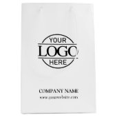 Modern Black White Corporate Company Business Logo ミディアムペーパーバッグ (正面)