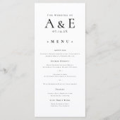 Modern Black & White Couples Monogram Wedding メニュー (正面)