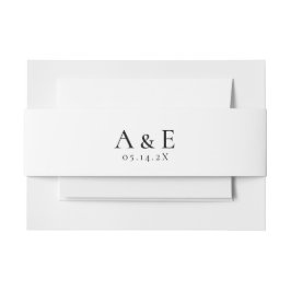 Modern Black & White Couples Monogram Wedding  招待状ベリーバンド