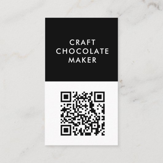 Modern Black White Craft Chocolate Maker QR Code 名刺 (裏面)