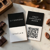 Modern Black White Craft Chocolate Maker QR Code 名刺