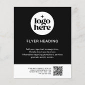Modern Black & White Custom Logo QR Code Business チラシ (正面)