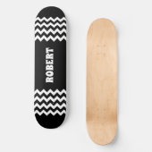 Modern Black &White Custom Name スケートボード (正面)