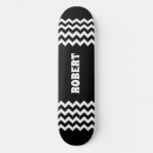 Modern Black &White Custom Name スケートボード (正面)