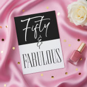 Modern Black White Fifty & Fabulous Birthday 招待状