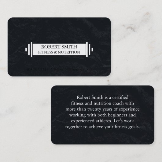 Modern Black & White Fitness Trainer Coach Chic  名刺 (正面/裏面)