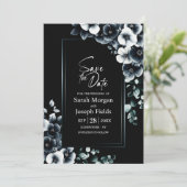 Modern Black White Floral Save the Date 招待状 (スタンド正面)