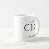 Modern Black & White Future CEO Name | Girly Gift コーヒーマグカップ (正面右)