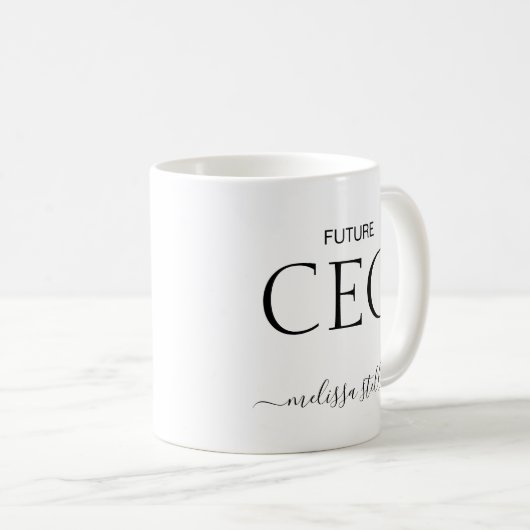 Modern Black & White Future CEO Name | Girly Gift コーヒーマグカップ (正面右)