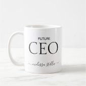 Modern Black & White Future CEO Name | Girly Gift コーヒーマグカップ (左)